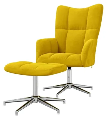 Produktbild von Relaxsessel mit Hocker in Senfgelb aus Samt