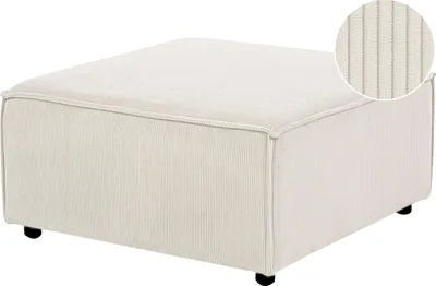 Produktbild von BELIANI Ottomane Cremeweiß Cord Quadratisch Sofamodul mit Niedrigen Beinen Wohnzimmermöbel Modern Skandi Fußhocker Wohnzimmer Ausstattung Sitzmöbel