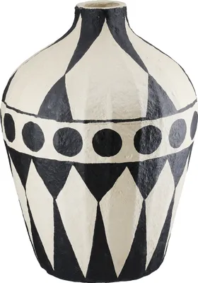 Image de Gilde Vase, "Reao", gepunktet, kariert, Pappmache, creme, VE 2, H. 26 cm, D. 19 cm 55830 4063387558300