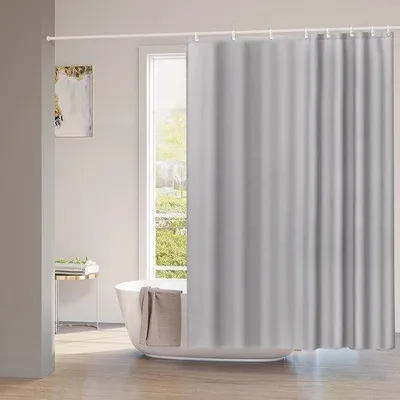 Obrázek produktu pro Voděodolná sprchová zástěna 240 x 200 cm – antibakteriální a plísním odolný polyester s 14 kroužky