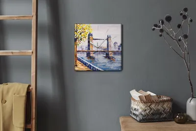 Produktbild von Coloray Hodiny Unikátní 30x30 cm  Tiché hodiny Pro obývací pokoj a kuchyň Nástěnné hodiny Plátno Bílé ručičky hodin - Městský most