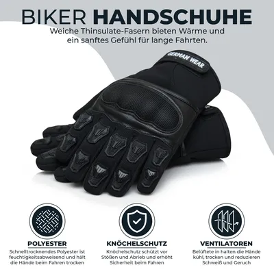 Produktbild von Motocross Motorradhandschuhe Biker Handschuhe Textilhandschuhe Schwarz, Größe:11=2XL