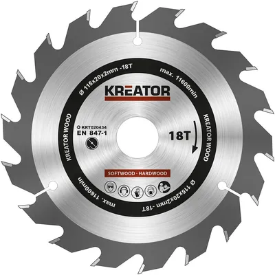 Produktbild von Kreator 115x20x2.0 Mm 18t Holzkreissägescheibe Silber Silber One Size