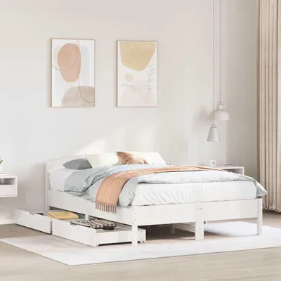 Image de vidaXL Lit en pin massif sans matelas blanc 140x200 cm