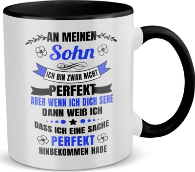 Produktbild von 22Feels Sohn Geschenk Geburtstag 18 Jahre Kinder Tasse Jungs Abitur Master Uni Abschluss Bachelor Weihnachten Haferl Firmung Konfirmation Teenager (Weiss-Schwarz)