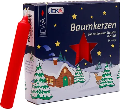 Produktbild von JEKA Baumkerzen 16/250 Rot Kerzen für den Weihnachtsbaum