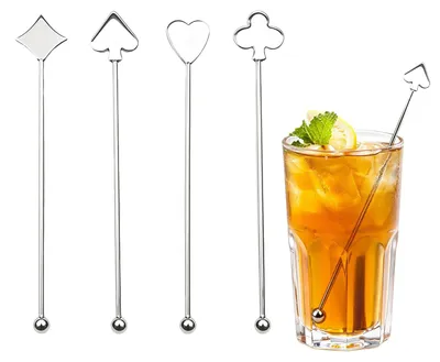 Cocktailrührstäbe 4er-Set, 19 cm, Edelstahl 304, Pokersymbole