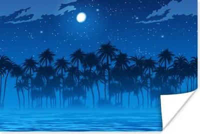 Produktbild von MuchoWow® Poster Sternenhimmel - Palme - Meer 180x120 cm - Fotoplakat