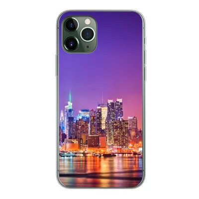 Produktbild von MuchoWow® Handyhülle Schutzhülle Hülle für iPhone 11 Pro New York - Skyline - Lila Silikon Softcase Handy Hülle - Handy
