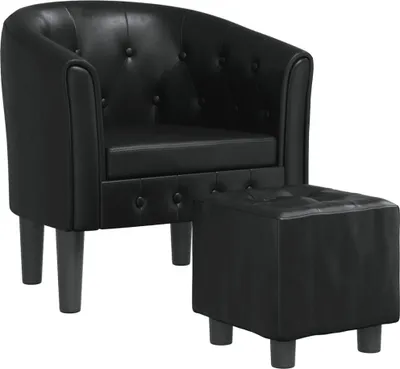 Imagen del producto de Sillón reclinable con reposapiés, color negro, tapizado en cuero sintético, marca vidaXL