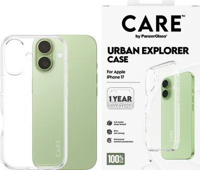 Zdjęcie produktu dla PanzerGlass CARE™ by ® Urban Explorer Case Transparent iPhone 17, Pokrowiec, Apple, Apple - iPhone 17, Przezroczysty