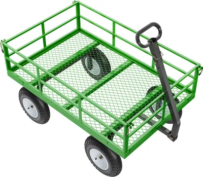 Zdjęcie produktu dla Stalowy wózek ogrodowy SucceBuy, udźwig 1200 funtów, wytrzymały wózek z 13-calowymi oponami