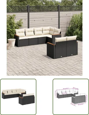 Produktbild von The Living Store 7-tlg. Garten-Sofagarnitur mit Kissen Schwarz Poly Rattan