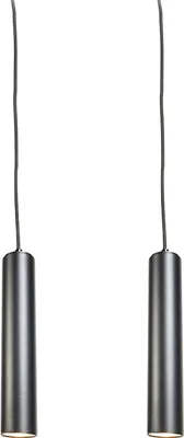 Zdjęcie produktu dla QAZQA – nowoczesny zestaw 2-płomieniowy Lampa wisząca I Lampa wisząca I Lampy wiszące czarne – Tuba mała I Salon I Sypialnia – Stalowy cylinder I Podłużny – Pasuje do żarówek LED GU10