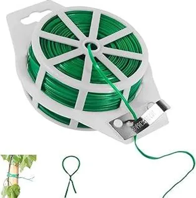 Produktbild von 20 m Bindedraht,Pflanzendraht,Blumendraht,Bindedraht Grünmg,Gartendraht,Pflanzen Draht,Blumendraht Grün,Eingebautem Cutter Für Die Gartenarbeit Kletterpflanzen, Weinreben, Sträucher Und Blumen