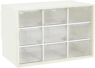 Image de Organisateur de tiroirs, 1 pièce, 9 tiroirs transparents, 17,5 x 9,7 x 11,7 cm, pour bureau