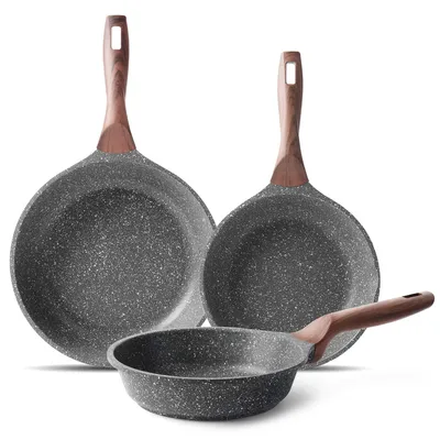 Bratpfannenset 20/24/28 cm, antihaftbeschichtet, Granit, Induktion