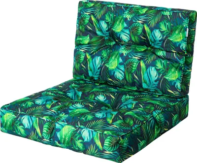 Produktbild von PillowPrim, vankúš z palety, vankúš na kreslo, ratanové kreslo, vonkajšie, vankúš, vankúš na sedenie, vankúš na kreslo, ratanový nábytok, Blue Leaves, 60 x 60 cm