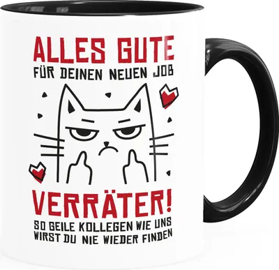 Produktbild von Kaffee-Tasse Abschied Kollegin Kollege Spruch Alles Gute Ironie Abschiedsgeschenk lustig Moonworks® weiß-innen-schwarz standard