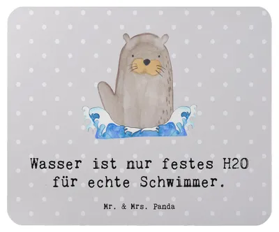 Produktbild von Mr. & Mrs. Panda Mousepad Schwimmen Abenteuer - Grau Pastell - Geschenk, pc mauspad, Sportart, Teamsport, Freistilschwimmen, Technik, Sportler, computermatte, Mouse Pad