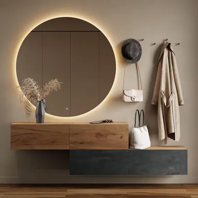 Produktbild von Planetmöbel Flur Möbel Garderobe Hängeschrank 2x 140 cm gold eiche / schwarz charcoal - gold eiche, Wandgarderobe hängend oder stehend