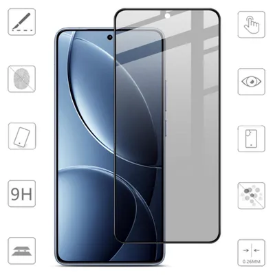 A screen protector is shown placed over a smartphone.