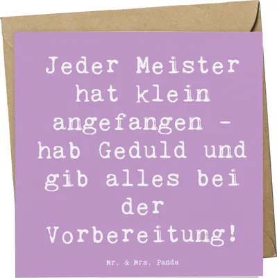 Produktbild von Mr. & Mrs. Panda Glückwunschkarte Spruch Wettkampfvorbereitung meistern - Lavendeltraum - Geschenk, Herausforderung, Trost, faltkarte, doppelkarte, anlasskarte, Grußkarte