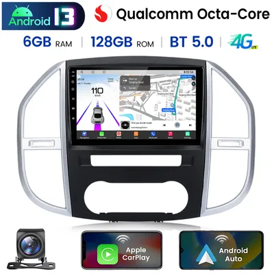 Obrázok produktu pre Autorádio CarPlay Android Auto pre Mercedes-Benz Vito W447 (2014-2022) - výkonný osemjadrový procesor, 6+128 GB, GPS, Bluetooth, dotykový displej