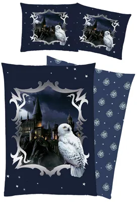 Immagine prodotto di Set di lenzuola a tema Harry Potter, motivo stelle, colore blu, dimensioni: 135 x 200 cm + 80 x 80 cm