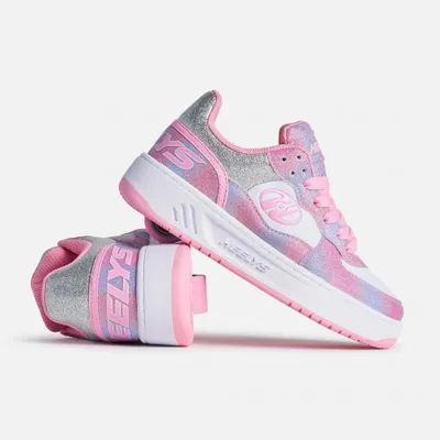 Produktbild von Heelys Reserve Low LT Pink/Weiß/Regenbogen – Regenbogen-Sneaker mit Rollen für Kinder und Jugendliche | Bequeme Heelys mit abnehmbaren Rollen