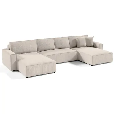 Produktbild von BEAUTYSOFA Parys U - Form, Ecksofa 390 cm, Sofa mit Schlaffunktion, Modernes Bettsofa mit Bettkasten, Schlafsofa, Couch, Beige Poso 100