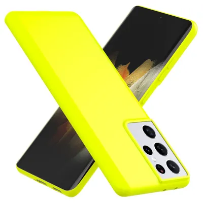 Produktbild von NALIA Neon Handy Hülle für Samsung Galaxy S21 Ultra, Silikon Case Cover Bumper Gelb