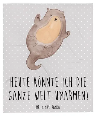 Produktbild von Mr. & Mrs. Panda Bettdecke Otter Umarmen - Grau Pastell - Geschenk, Decke, Fleece-Kuscheldecke, gut Gelaunt, Winterdecke, Kuscheldecke, Hallo, glücklich, Seeotter See