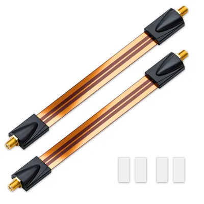 Produktbild von deleyCON 2x Fensterdurchführungen SAT Kabel 17cm Flexibel 26cm Länge Kupplung Fenster & Türen Vergoldet Extrem Flach Geschirmt Klebepads - Kupfer