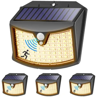 Solar-Außenleuchten, 4er-Set, IP65, 3 Modi, 800 Lumen, warmweiß