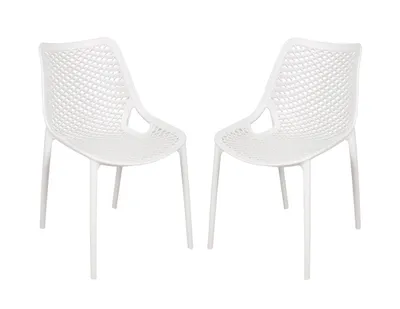 Produktbild von TEANA Stuhl 2er Set weiß stapelbar für Innen- und Außenbereich 50 cm breit 83 cm hoch