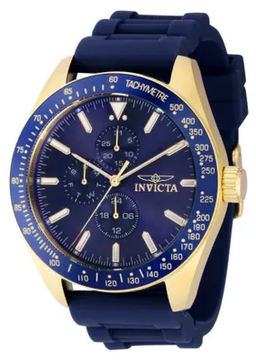 Zdjęcie produktu dla Invicta Aviator 38403 Zegarek Męski - Mechanizm Kwarcowy - Stal Nierdzewna z Niebieską Tarcza - 45 mm