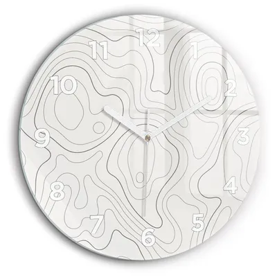 Obrázok produktu pre Wallfluent Hodiny - Okrúhle Sklenené Nástenné Hodiny - Tichý Quartz Strojček - Dekorácia Na Stenu V Spálni - Biele Hodinové Ručičky - 60cm - Abstrakcia