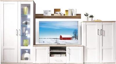 Produktbild von Wohnwand - Sibiu Lärche Nachbildung - Eiche Sanremo Nachbildung - 4-teilig - LED-Beleuchtung