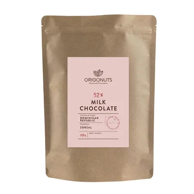 Produktbild von ORIGONUTS, Schokodrops, Vollmilchschokolade zum Schmelzen, Dominikana 52%, 500g