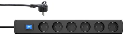 Produktbild von Steckdosenleiste 6-fach Winkelstecker Schalter 90° H05VV-F3G1,5 anthrazit 1,4 m UNOversal