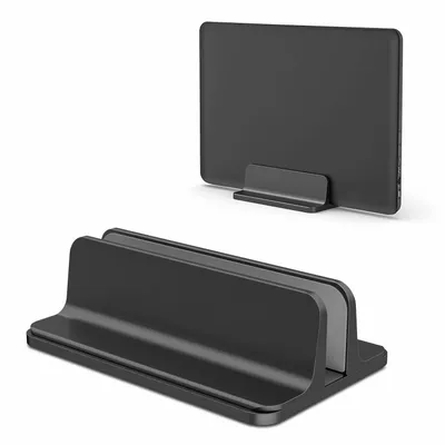 Produktbild von Verstellbarer vertikalen Laptop Ständer, Aluminium Ständer für alle Handys und Notebooks - Perfekt für MacBook, MacBook Air, MacBook Pro, Ultrabook, Lenovo und andere, schwarz