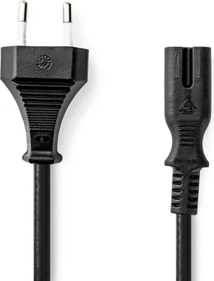 Zdjęcie produktu dla Kabel zasilający | Euro-człowiek | IEC-320-C7 | Prosto | Prosto | Niklowane | 0,50 m | Mieszkanie | PCV | Czarny | Etykieta
