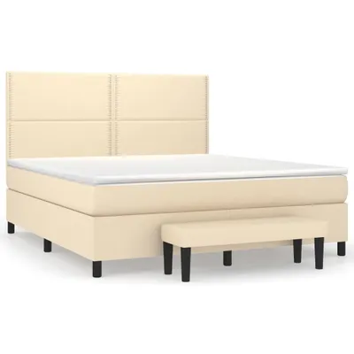 Produktbild von vidaXL Boxspringbett mit Matratze Creme 180x200 cm Stoff