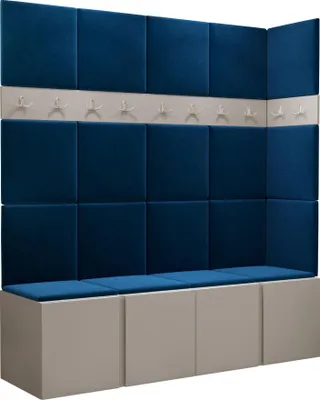 Produktbild von MIRJAN24 Garderoben-Set Orion II, Garderobe mit Sitzbank mit 19 x Wandpanel 42x42 (Farbe: Cashmere, Manila 26)