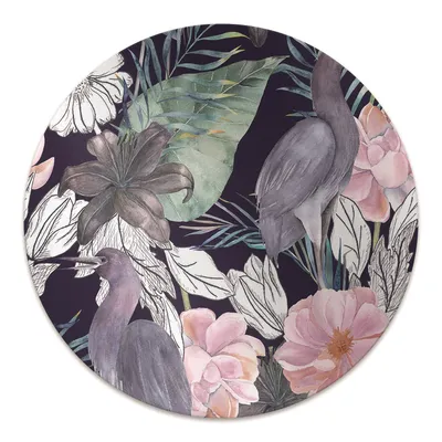 Produktbild von Rundmatte - Stuhlunterlage Bürostuhlunterlage - Rund Ø 100 cm - Bodenmatte - Fußmatte - Vögel in den Blumen