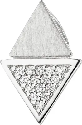 Produktbild von Anhänger Halsschmuck Dreiecke mit weißen Zirkonia 925 Silber rhodiniert teilmatt