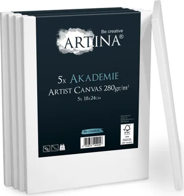 Produktbild von 5er Set Artina Akademie Keilrahmen Leinwand 18x24 cm