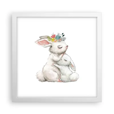 Produktbild von Gerahmtes Poster - Weißer Rahmen - Kaninchen Hase Kinder - 30x30 cm - Wand Bild - Wanddeko - Wandbilder - Kunstposter - Wandposter - Bilderrahmen - Bilder - Kunstdruck - P2WAC30x30-4725