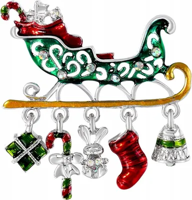 Produktbild von PINETS Weihnachtsmann-Schlitten-Brosche mit Geschenken